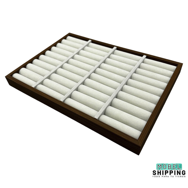 Bandeja expositor de madera para anillos