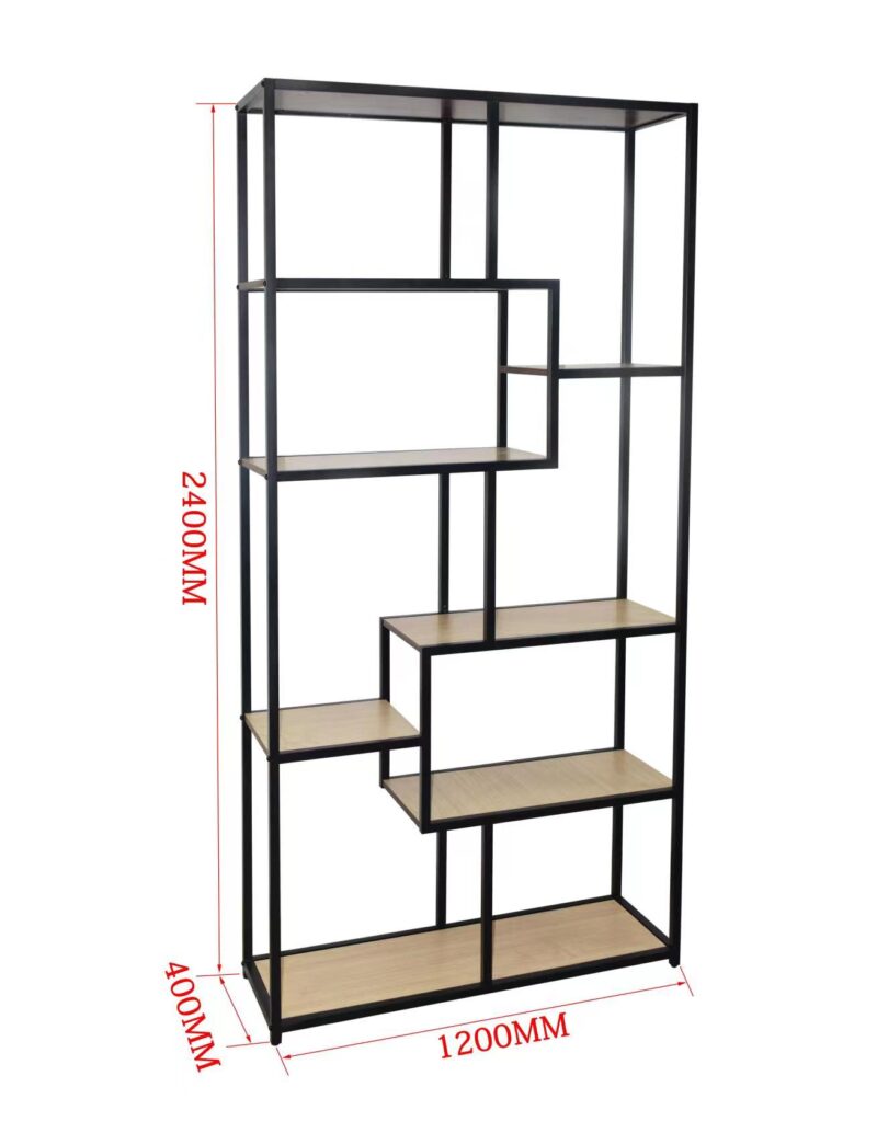 Estantería de metal con baldas de madera